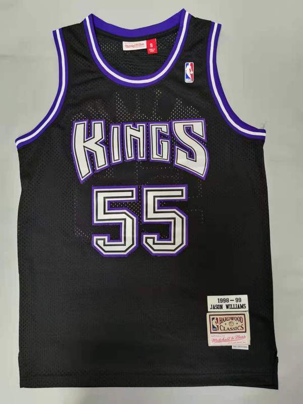 Cheap Men Sacramento Kings 55 Williams Black Throwback Gourmet mesh NBA Jersey